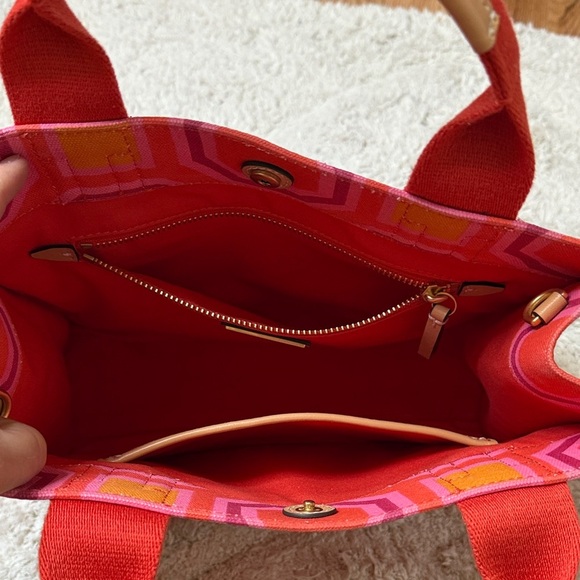 Tory Burch 🛑 Octagon Mini Pink and Red Tote - Picture 9 of 9
